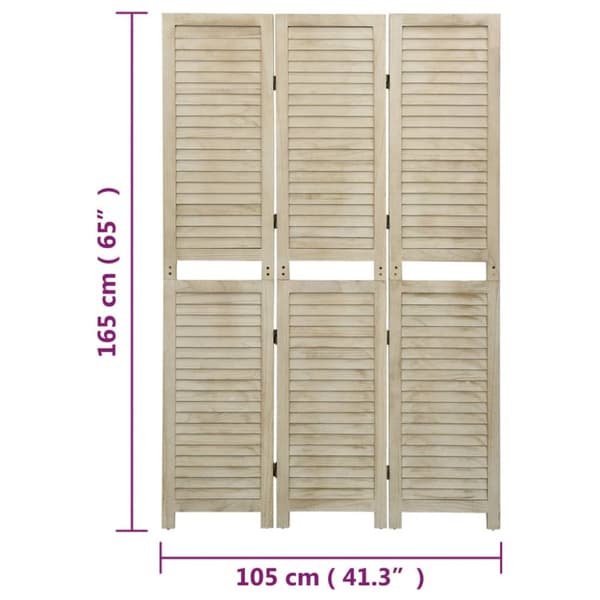 3-panels rumdeler 105x165 cm massivt kejsertræ