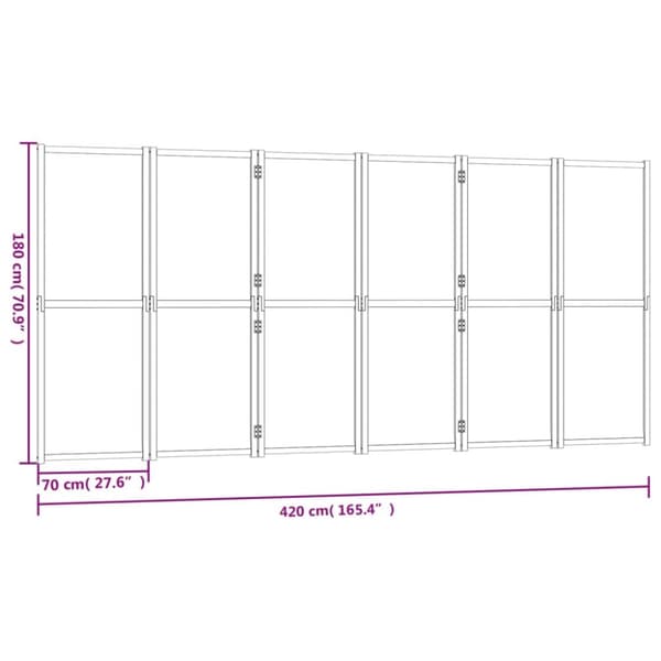 6-panels rumdeler 420x180 cm sort