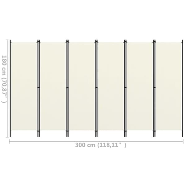 6-panels rumdeler 300 x 180 cm hvid