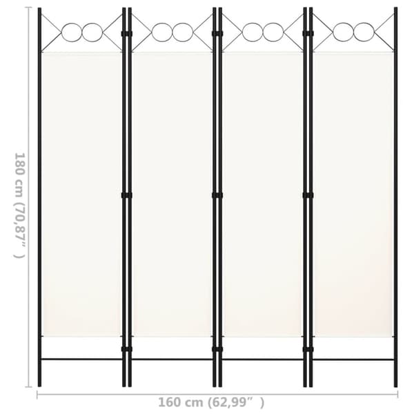 4-panels rumdeler 160x180 cm cremehvid