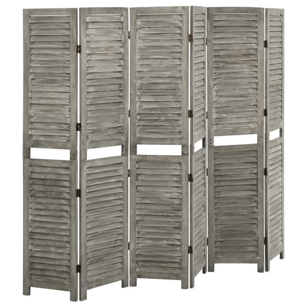 6-panels rumdeler 214x166 cm massivt træ grå