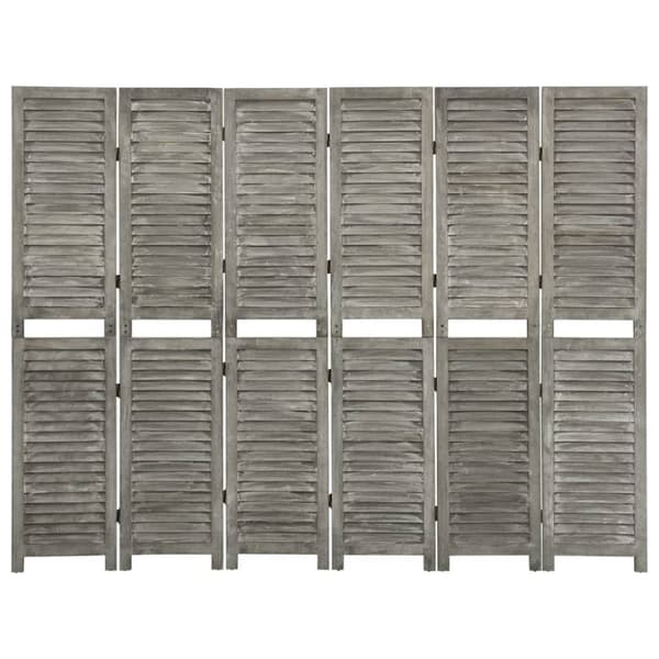 6-panels rumdeler 214x166 cm massivt træ grå
