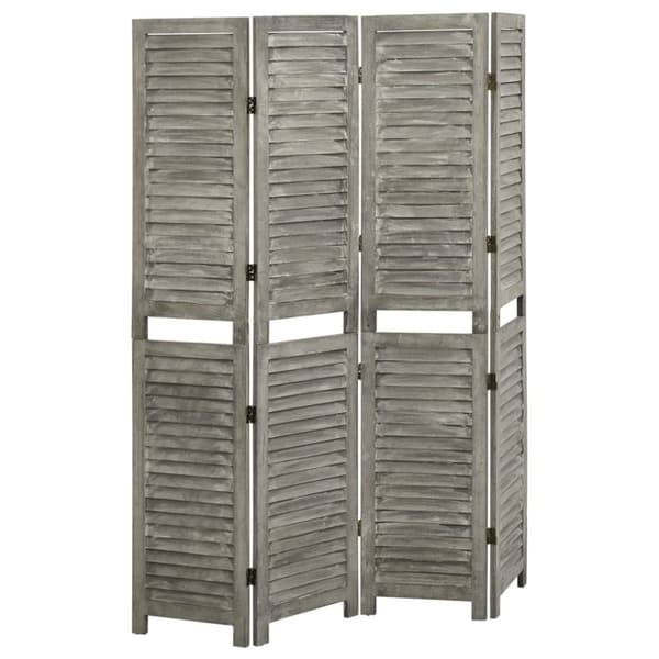 4-panels rumdeler 143x166 cm massivt træ grå