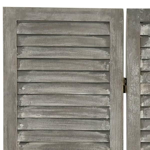 4-panels rumdeler 143x166 cm massivt træ grå
