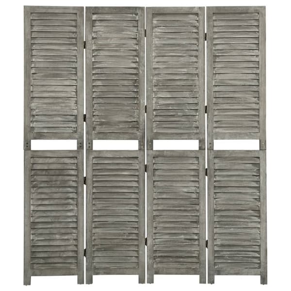 4-panels rumdeler 143x166 cm massivt træ grå