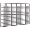 Miniatyrbillede 3 af 6: 6-panels rumdeler/espalier 242,5x180 cm massivt grantræ grå