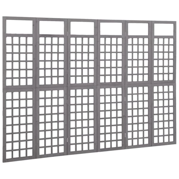 6-panels rumdeler/espalier 242,5x180 cm massivt grantræ grå