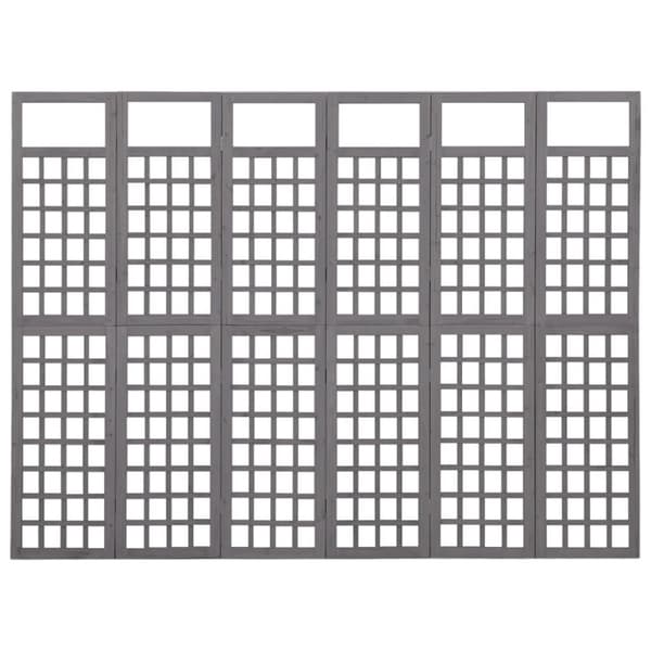 6-panels rumdeler/espalier 242,5x180 cm massivt grantræ grå
