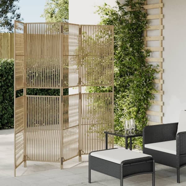 rumdeler 4 paneler polyrattan beige