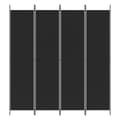 Miniatyrbillede 3 af 8: 4-panels rumdeler 200x220 cm stof sort