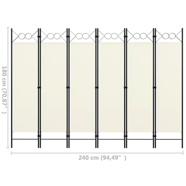 6-panels rumdeler 240 x 180 cm hvid