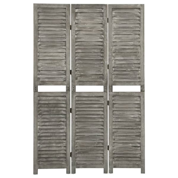 3-panels rumdeler 106,5x166 cm massivt træ grå