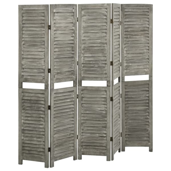 5-panels rumdeler 179x166 cm massivt træ grå