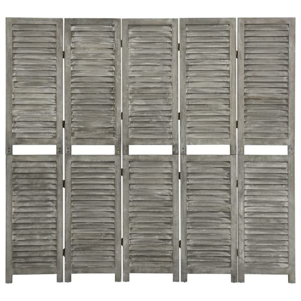5-panels rumdeler 179x166 cm massivt træ grå