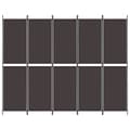 Miniatyrbillede 3 af 8: 5-panels rumdeler 250x200 cm stof brun