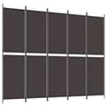 Miniatyrbillede 2 af 8: 5-panels rumdeler 250x200 cm stof brun