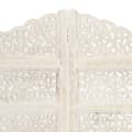Miniatyrbillede 3 af 7: 4-panels rumdeler håndskåret 160 x 165 cm massivt mangotræ hvid