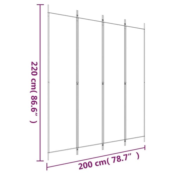 4-paneelinen Tilanjakaja antrasiitti 200x220 cm kangas