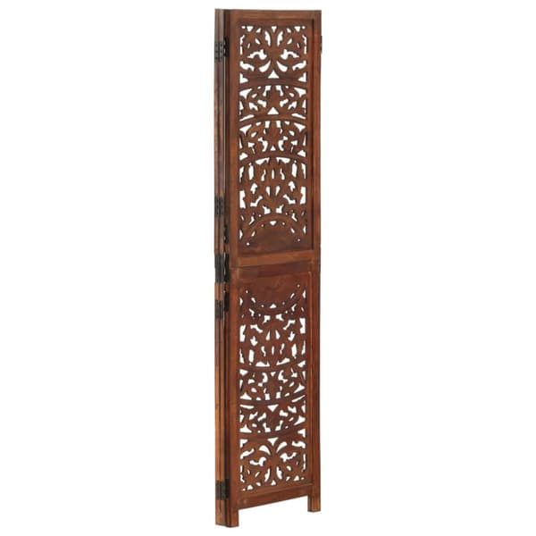 3-panels rumdeler håndskåret 120 x 165 cm massivt mangotræ brun
