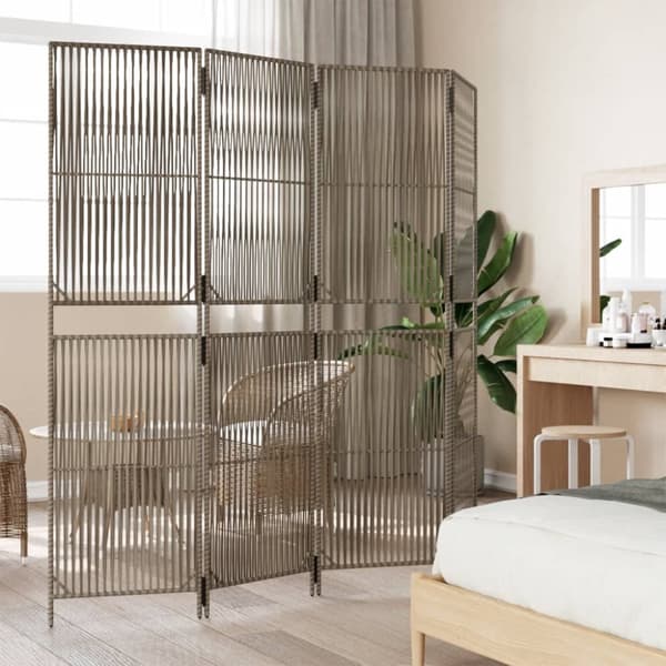 rumdeler 4 paneler polyrattan grå