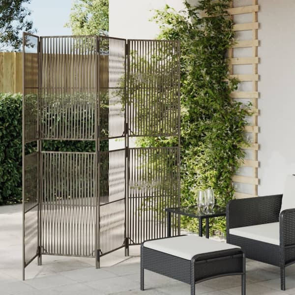 rumdeler 4 paneler polyrattan grå