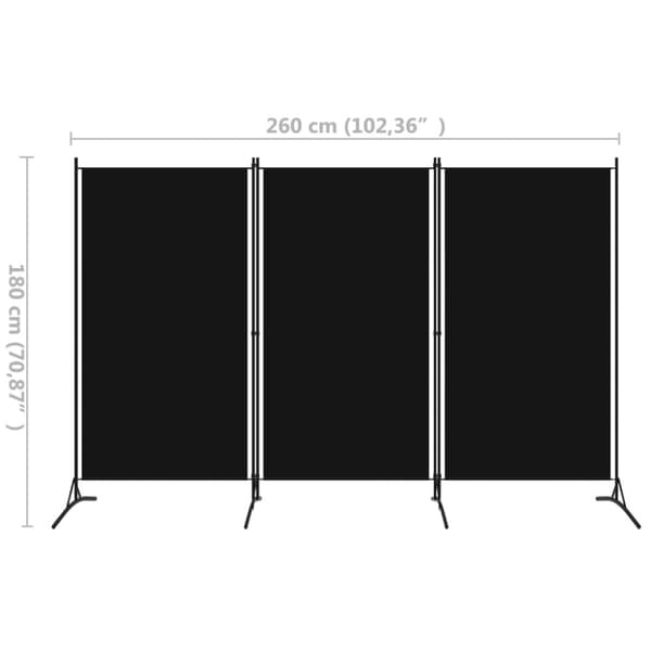 3-panels rumdeler 260 x 180 cm sort