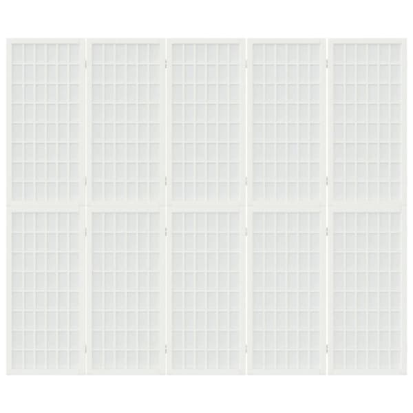 5-panels rumdeler 200x170 cm foldbar japansk stil hvid