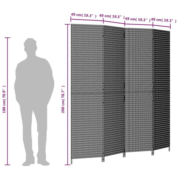 rumdeler 4 paneler polyrattan brun