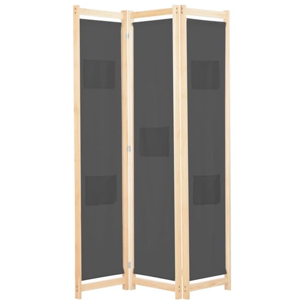 3-panels rumdeler 120 x 170 x 4 cm stof grå