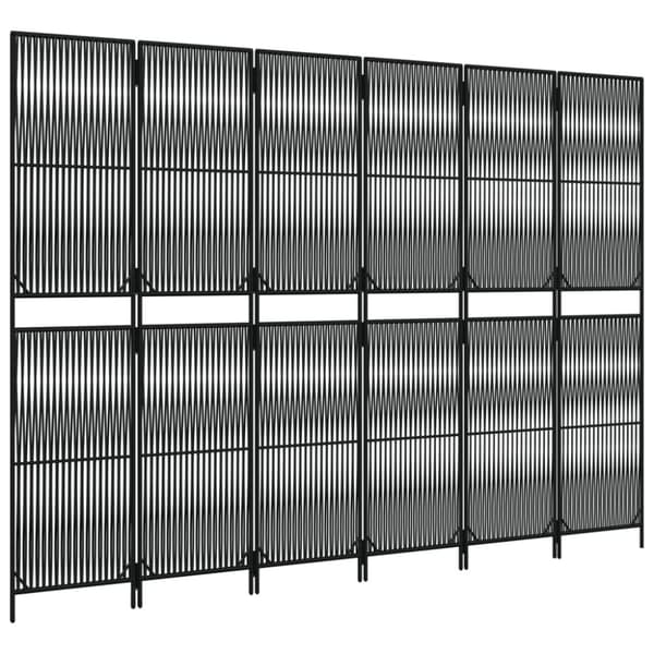 vidaXL rumdeler 6 paneler polyrattan sort
