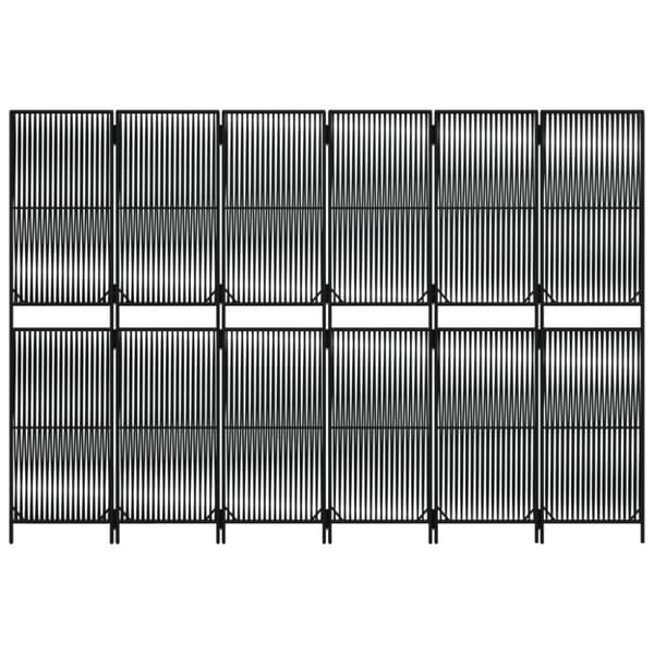 vidaXL rumdeler 6 paneler polyrattan sort
