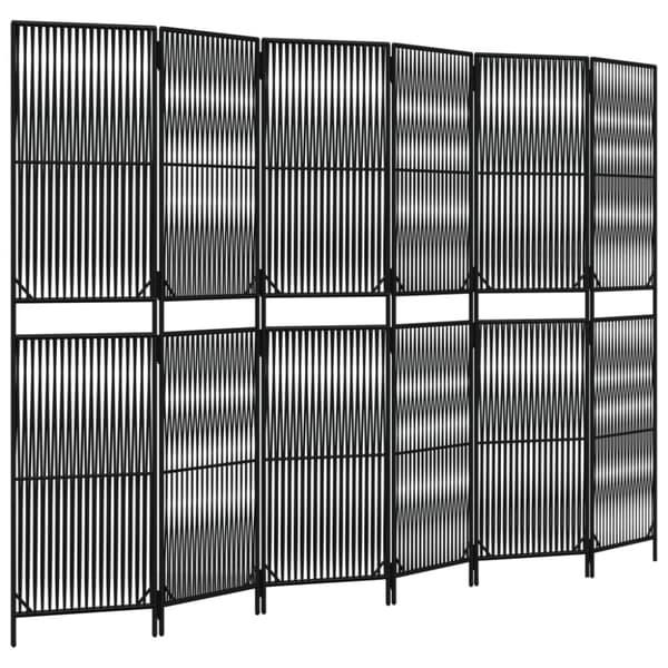 vidaXL rumdeler 6 paneler polyrattan sort