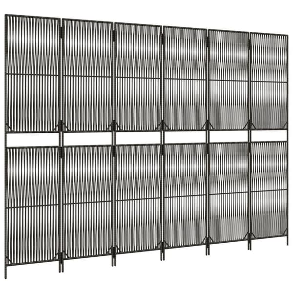 vidaXL rumdeler 6 paneler polyrattan grå