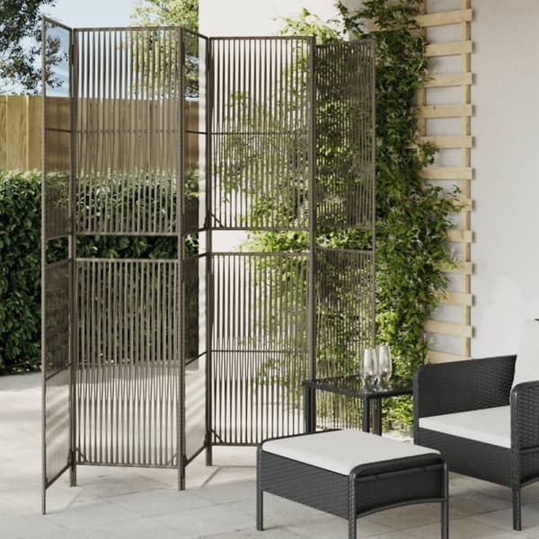 vidaXL rumdeler 6 paneler polyrattan grå