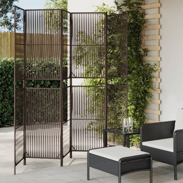 vidaXL rumdeler 6 paneler polyrattan brun