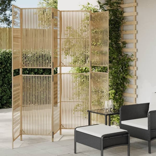 vidaXL rumdeler 6 paneler polyrattan beige