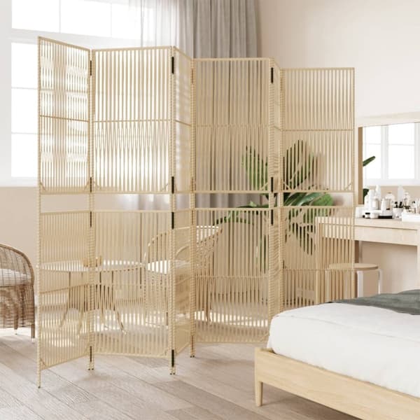 vidaXL rumdeler 6 paneler polyrattan beige