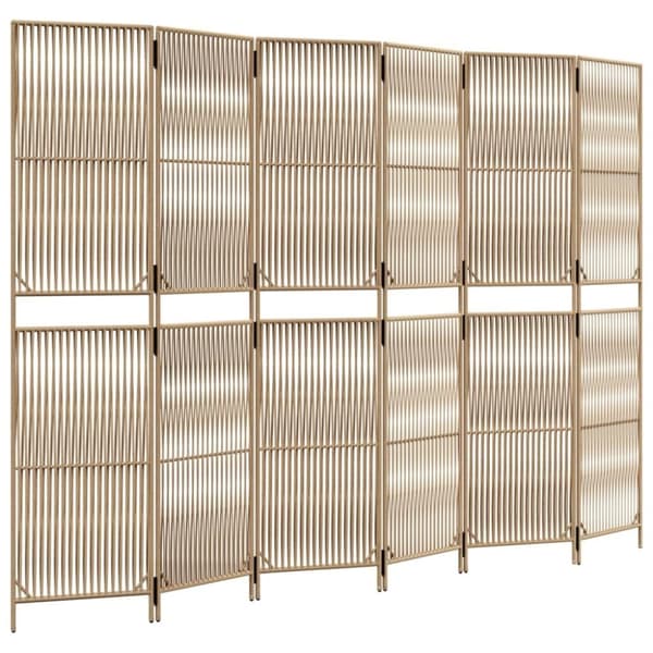 vidaXL rumdeler 6 paneler polyrattan beige