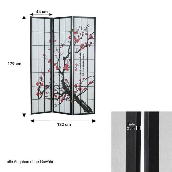Rumdeler - 3 dele - Sort træ - Kirsebærtræ