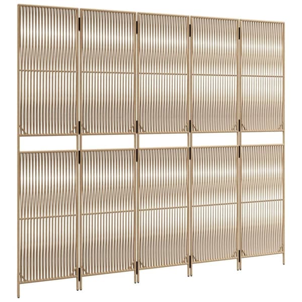 vidaXL rumdeler 5 paneler polyrattan beige