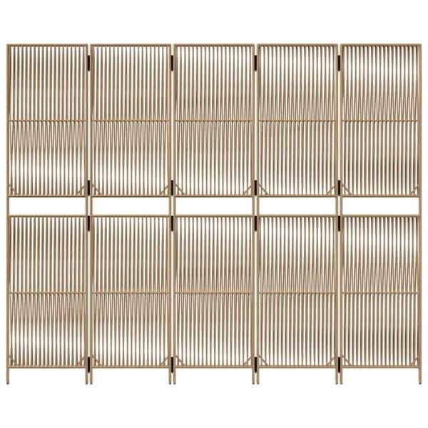 vidaXL rumdeler 5 paneler polyrattan beige