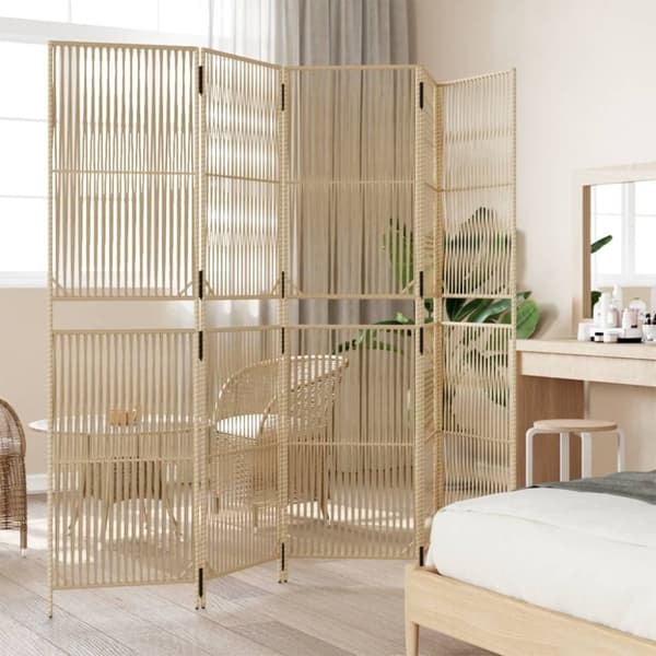 vidaXL rumdeler 5 paneler polyrattan beige