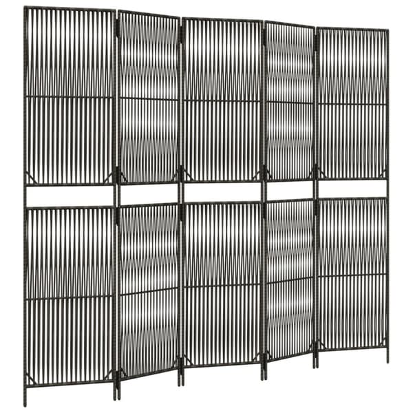vidaXL rumdeler 5 paneler polyrattan grå
