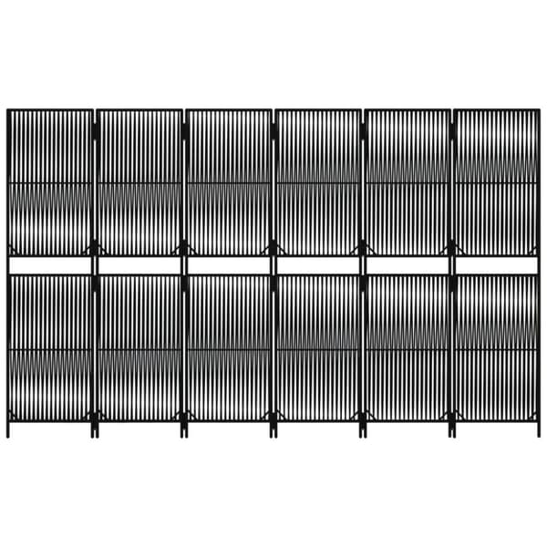 vidaXL rumdeler 6 paneler polyrattan sort