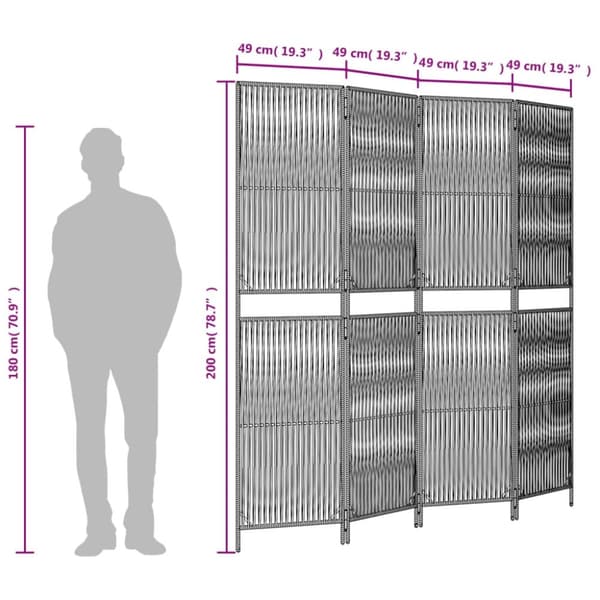 vidaXL rumdeler 4 paneler polyrattan sort