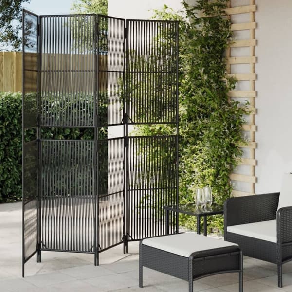 vidaXL rumdeler 4 paneler polyrattan sort