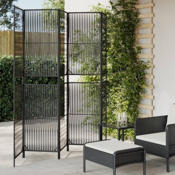 vidaXL rumdeler 5 paneler polyrattan sort