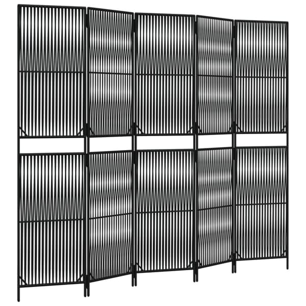 vidaXL rumdeler 5 paneler polyrattan sort