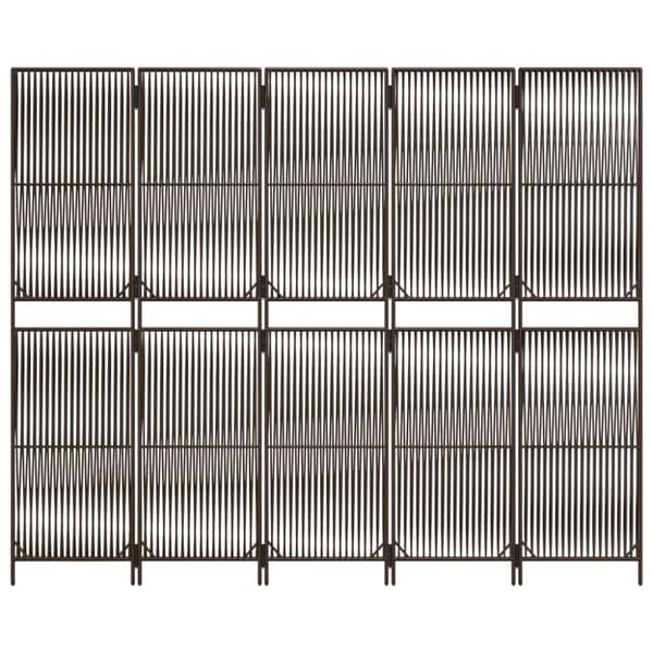 vidaXL rumdeler 5 paneler polyrattan brun