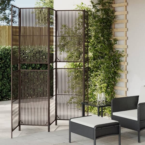 vidaXL rumdeler 5 paneler polyrattan brun